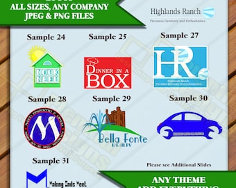Custom Logos - Any Size - Multiple Samples, JPEG and PNG files Included, Food, Beauty, Fishing, Construction, clothing industry logos