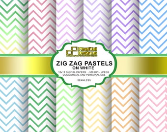 Pastel Zig Zag Digital Paper - Seamless You print -