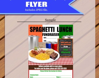 Custom - Spaghetti Lunch Flyer, Spaghetti Lunch Fundraiser, Fundraiser Flyer, Fundraiser, Food, Biscuit, Brownie, Corn, Drink,JPEG You Print
