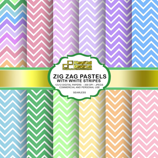 Pastel Zig Zag Digital Paper - Seamless You print -