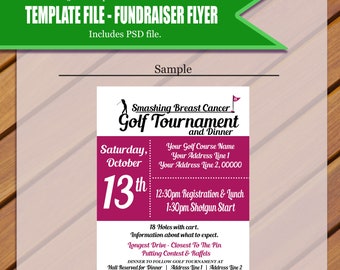 TEMPLATE - Brustkrebs Fundraiser Flyer, PSD-Datei, Flyer, kommerzielle und persönliche Nutzung, Sie bearbeiten und drucken Sie sich selbst