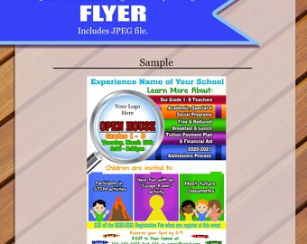 Custom - Open House Flyer, School Open House, Registration Flyer, Open House Flyer, School Flyer, Grades 1-8 Flyer, Sign,,JPEG You Print