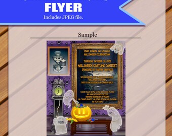 Custom - Halloween Flyer, Concours d'Halloween, Concours Flyer, Concours de Costumes, Trick ou Treating Flyer, Halloween Flyer,JPEG You Print