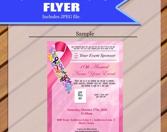Custom - Breast Cancer Flyer, Awareness Flyer, Health Flyer, Breast Cancer Awareness Flyer, Invitational Flyer, JPEG You Print
