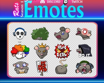 Rat Emotes for Twitch and Discord - Static, Funny Emotes, Original Emotes