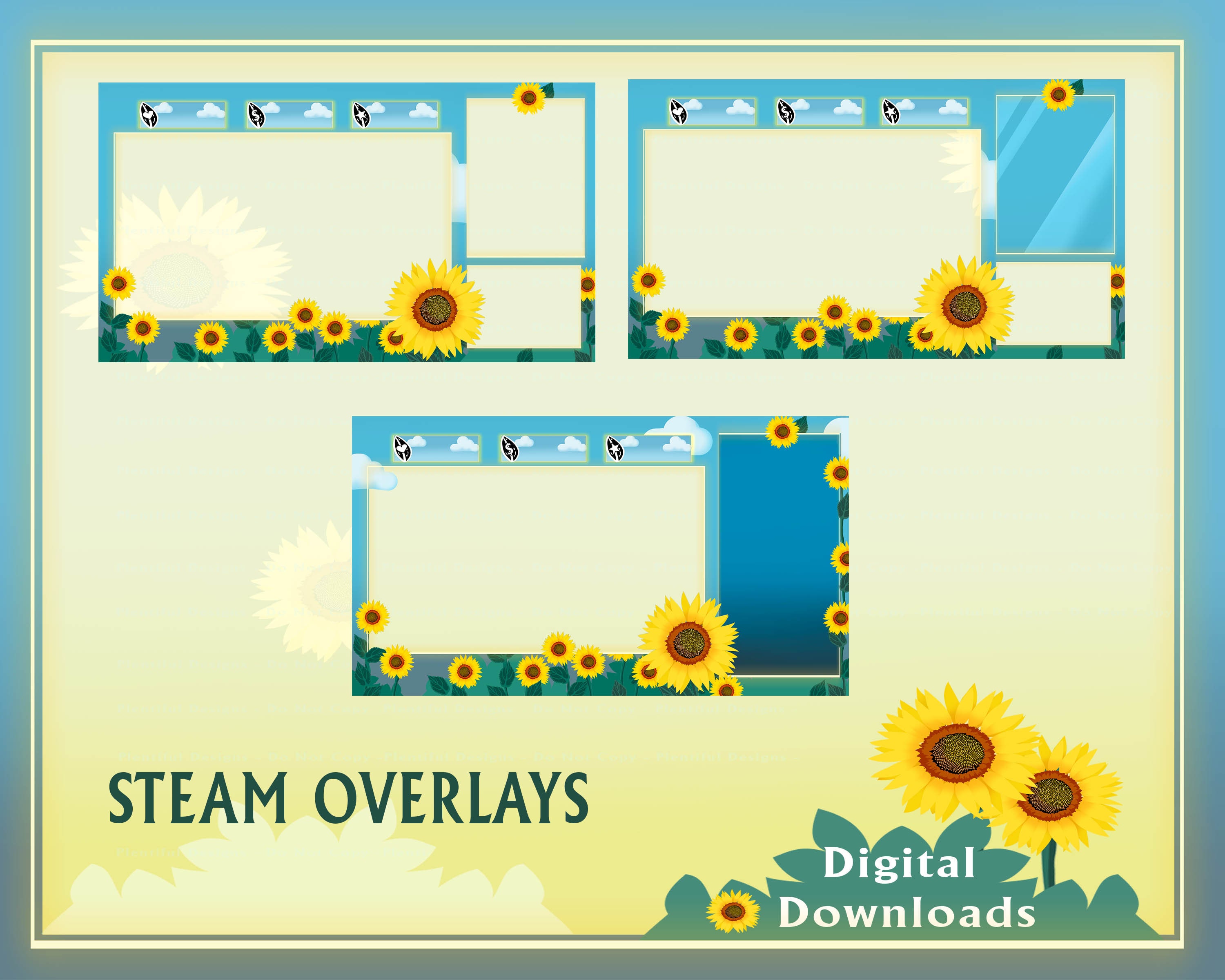 Sunflower Stream Pack, Animated Webcam, Twitch Panels, Twitch Alert ...