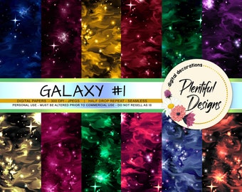 Galaxy Paper, Stars, Swirling Magical Designs, Galactical Paper, Shimmery Paper, Glowing Paper,Scrapbook Paper,Planner Backgrounds