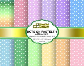 White Dots On Pastel Rainbow 1 - Seamless Varying sizes - You Print