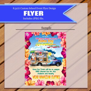 Custom - Aloha Hawaiian School Event, Shaved Ice, Ice Truck, Snow Cones, Snowcone Treats, Aloha Flyer, Kona Ice Flyer,JPEG You Print