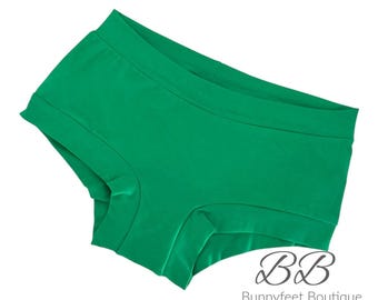 Kelly Green, Custom Cotton Lycra Scrundies, Bunzies, Cheekies, Boy Cut Lingerie