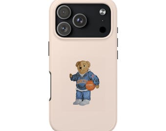 Funda personalizada para iPhone con diseño de osito de peluche de la NBA / Funda para iPhone con estética de baloncesto