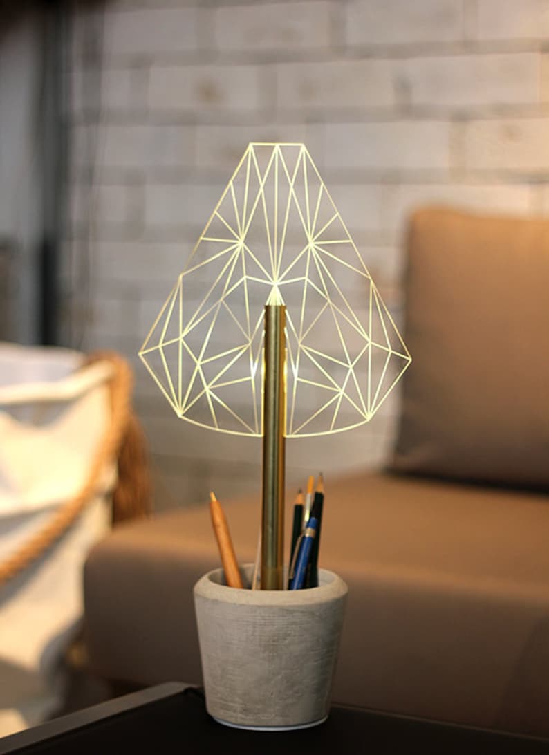 Segmented office concrete lamp / pen holder / desk lamp / Etsy