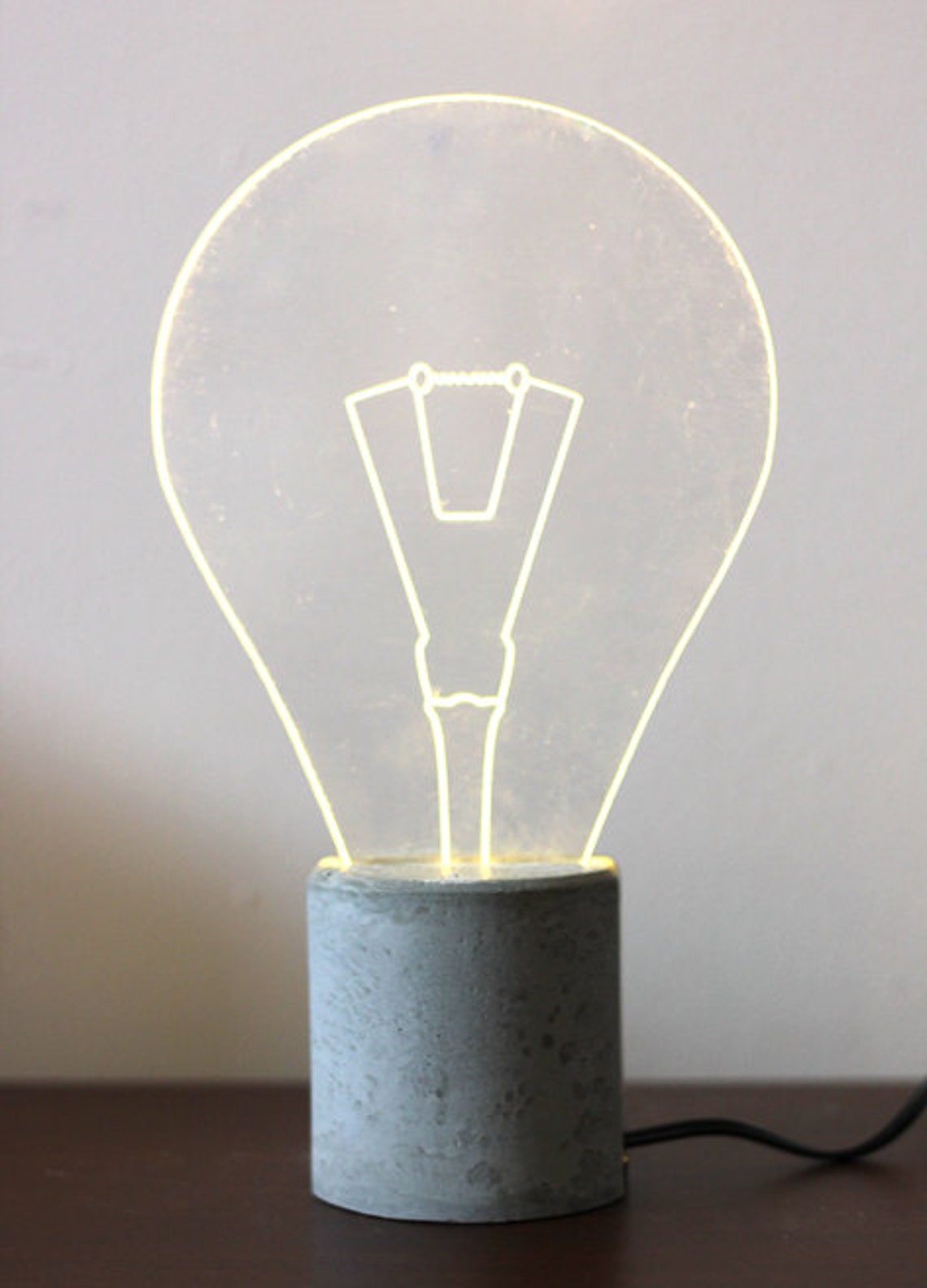 Modern Exposed Bulb Concrete Lamp Industrial Concrete Table Etsy