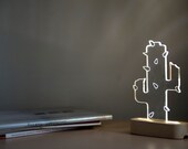 Lámpara de cactus de hormigón moderno, lámpara LED geométrica, lámpara de mesa de hormigón, luz nocturna de la planta, lámpara decorativa temática del desierto