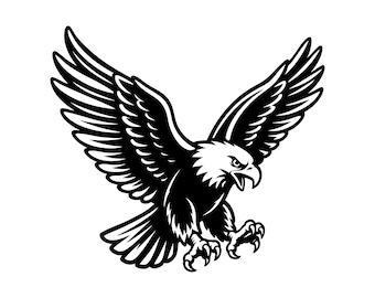 Águila SVG, archivo de corte de arte de águila – Ilustración de ave (uso comercial, descarga instantánea)