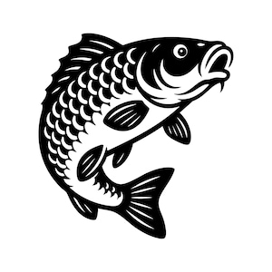 Karpfisk SVG, konstklippt fil – fiskillustration (kommersiellt bruk, omedelbar nedladdning)