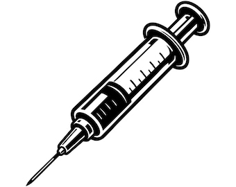 Jeringa SVG, archivo de corte artístico – Ilustración médica (uso comercial, descarga instantánea)