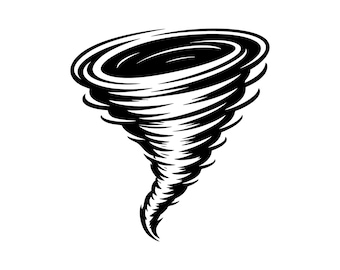 Ilustración lineal de tornado en formato SVG, archivo de corte de tornado, ilustración de tornado en blanco y negro (uso comercial).