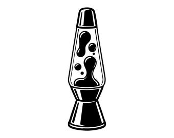 Lámpara de lava SVG, archivo de corte de lámpara de lava, arte lineal (uso comercial)