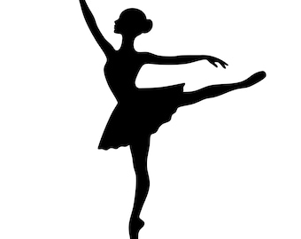 Silueta de bailarina en formato SVG, archivo de corte para arte de bailarina, uso comercial (descarga instantánea).