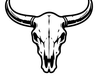 Desert Cow Skull SVG,  Art Cut File – Desert skull Illustration (Commercial Use, Instant Download)