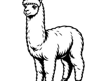 Archivo SVG de alpaca – Archivo de corte de arte de alpaca (uso comercial, descarga instantánea)