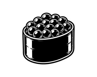 ikura gunkan sushi SVG, archivo de corte artístico – ilustración de sushi (uso comercial, descarga instantánea)