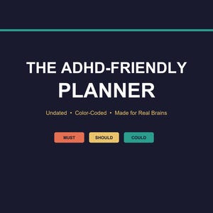 ADHD-planeringspaket | Odaterad daglig, veckovis, månadsvis | Färgkodade prioriteringar (digital nedladdning)