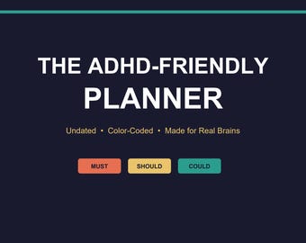 ADHD-plannerbundel | Dagelijkse, wekelijkse en maandelijkse planners zonder datums | Prioriteiten met kleurcodes (digitale download)