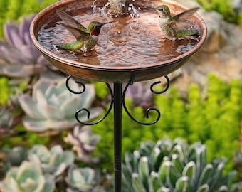 Regalo ecologico e naturale / Paletto per abbeveratoio per uccelli in metallo realizzato a mano / Decorazione da giardino per impollinatori