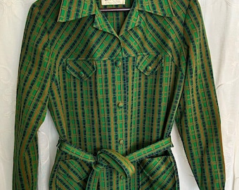 Chaqueta túnica vintage de los años 70 de Charlotta of California by Glazier, estilo mod, con cinturón, talla 14