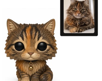 Figura Funko Pop personalizada de gato: Clone de animal de estimação personalizado a partir de foto, item colecionável feito à mão.