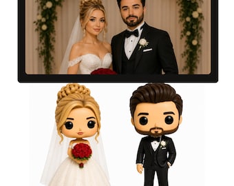 Estatuetas personalizadas de casal de noivos | Bonecos estilo Funko Pop de noivos, decoração de bolo, expositor