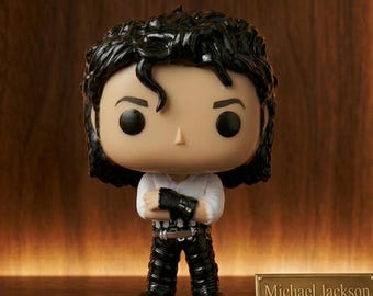 Figura Funko Pop personalizada do Michael Jackson da era Bad, item de colecionador do Rei do Pop.