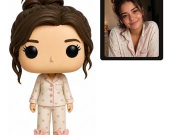 Custom Funko Pop Figure from Photo | Personalized Pajama Collectible, Hand-Painted Mini Me Statue