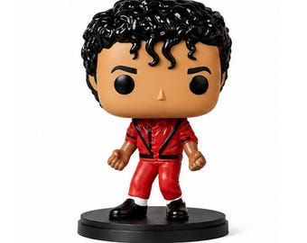 Funko Pop do Michael Jackson com a jaqueta vermelha do filme Thriller, brinquedo de vinil impresso em 3D.