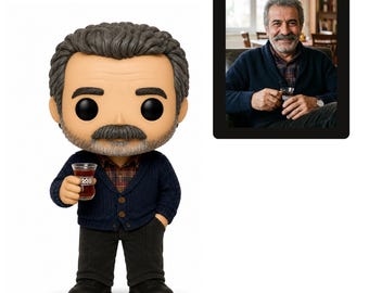 Boneco personalizado estilo Funko Pop | Boneco personalizado com foto do personagem, presente para o Dia dos Pais