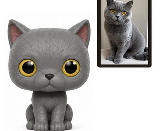 Figura Funko Pop personalizada de um gato British Shorthair, clone de animal de estimação personalizado, lembrança de gato.