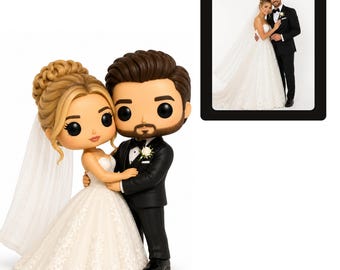 Figura Funko Pop personalizada para casamento | Topo de bolo personalizado para noivos