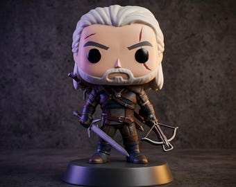 Funko Pop do Geralt de Rivia, Estátua personalizada do Lobo Branco de The Witcher, Colecionáveis de Jogos, Decoração Geek