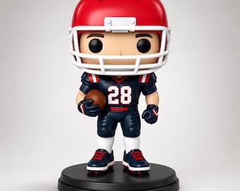 Custom Football Player Pop Figure, Personalized American Football Funko Style Figurine, Custom NFL Sports Gift for Him