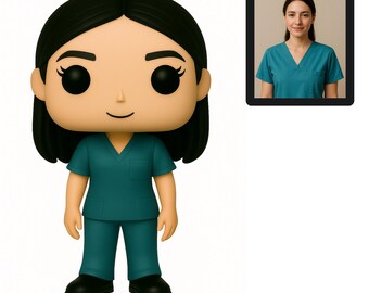 Boneca Funko Pop personalizada de enfermeira | Boneca de uniforme médico personalizada a partir de foto
