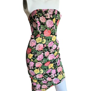 Vintage 90s Yves Saint Laurent Strapless Floral Cotton Corset Dress – 1992 Collection