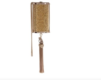 Exotic Roberto Cavalli Gold Sequin Cheetah Clutch on Chain with Leopard Interior