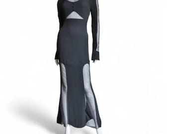 Archive Vintage Karl Lagerfeld 1993 Black Runway dress as seen on 90s supermodel Linda Evangelista
