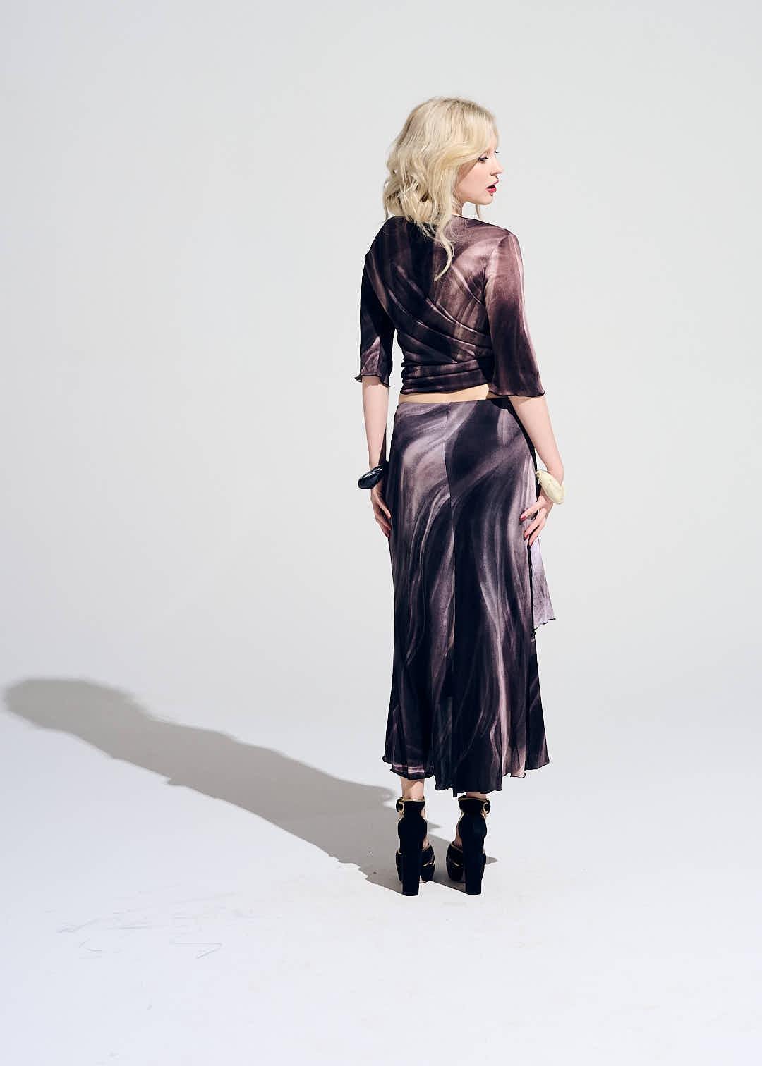 Vintage Roberto Cavalli Noir Acetate Skirt and Top Combo: 2000s Y2K Rose Print image 10