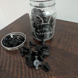 Glass Mini Mason Jar Pin Back Holder with Metal Lid & Handle | Fits Mickey Pin Backs | Disney Pin Trading Storage | Disney Collector Gift