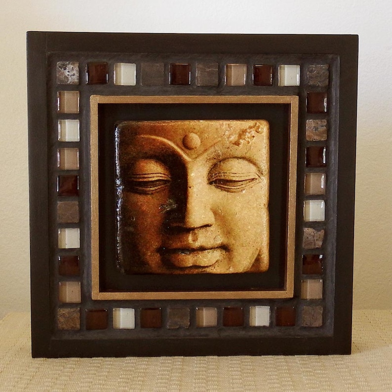 Peaceful Face of Buddha Tile Mosaic Wall Art Etsy