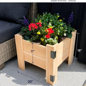 Peut inclure: Un bac à fleurs en bois rempli de fleurs colorées. Le bac est en bois clair et mesure 45,7 cm de hauteur, 50,8 cm de largeur et a une profondeur intérieure de 27,9 cm. Les fleurs comprennent des fleurs rouges, jaunes et violettes.