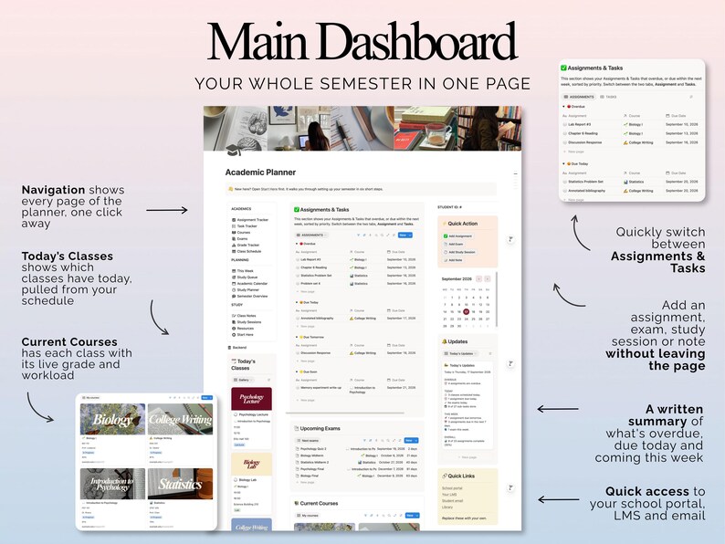 Academic Planner, Notion Template, Assignment Tracker, Task Manager ...